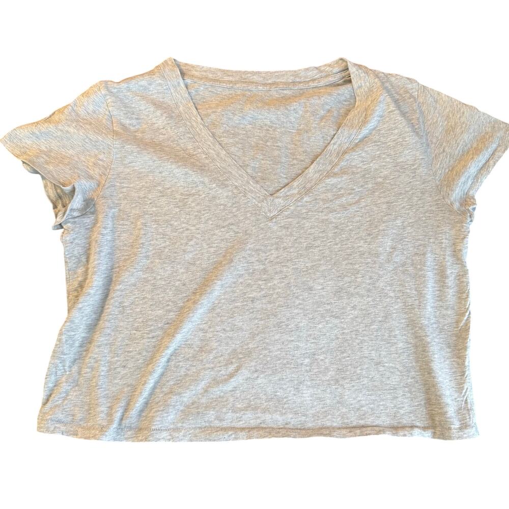 Universal Thread Cropped V Neck T Shirt Womens XL Gray Cotton